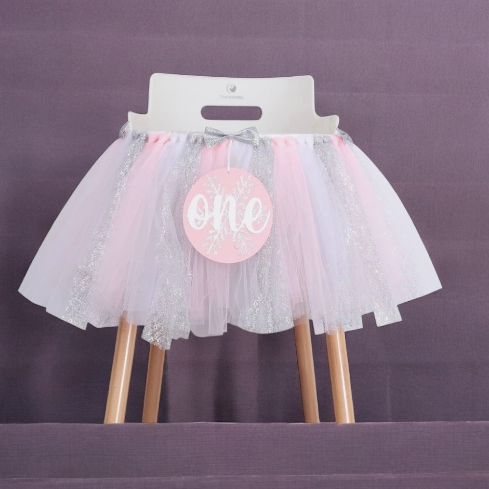 Decor Pink Silver βOneβ Birthday Decoration Highchair β 1st Birthday Party Girl